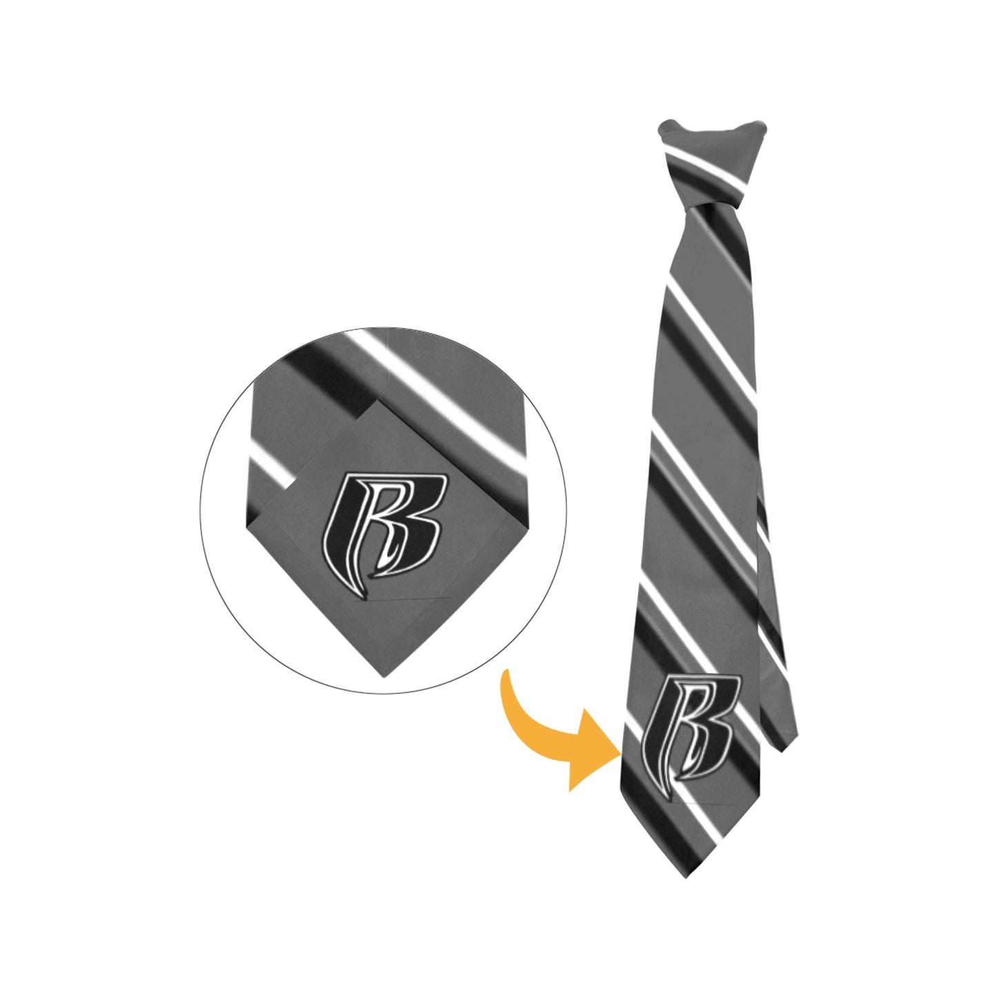 RR Necktie Gry Blk/Wht Stripes