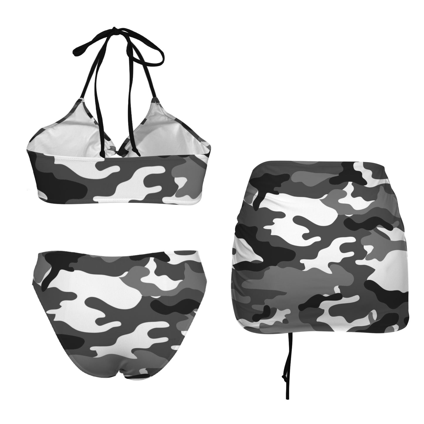 RR Three Piece Swimsuit with Bikini and Skirt Camo
