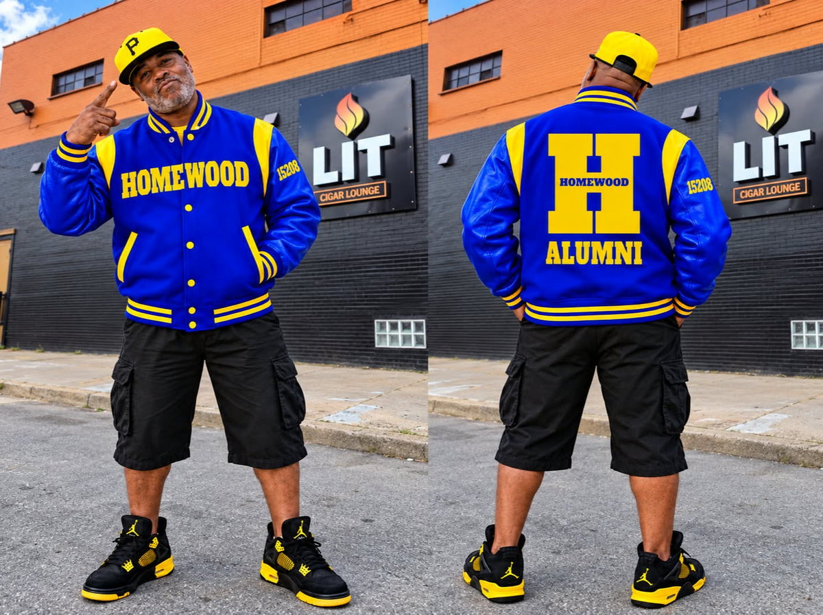 Homewood H Embroidered Wool and Genuine Leather Varsity Jacket