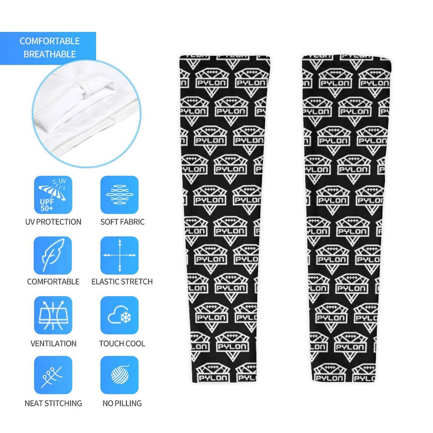 Pylon Cooling Compression Arm Sleeves Blk Pylon Print