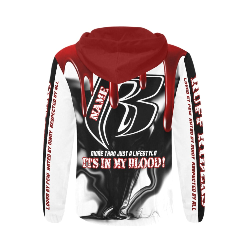 RR It's in My Blood Zippered Hoodie Wht