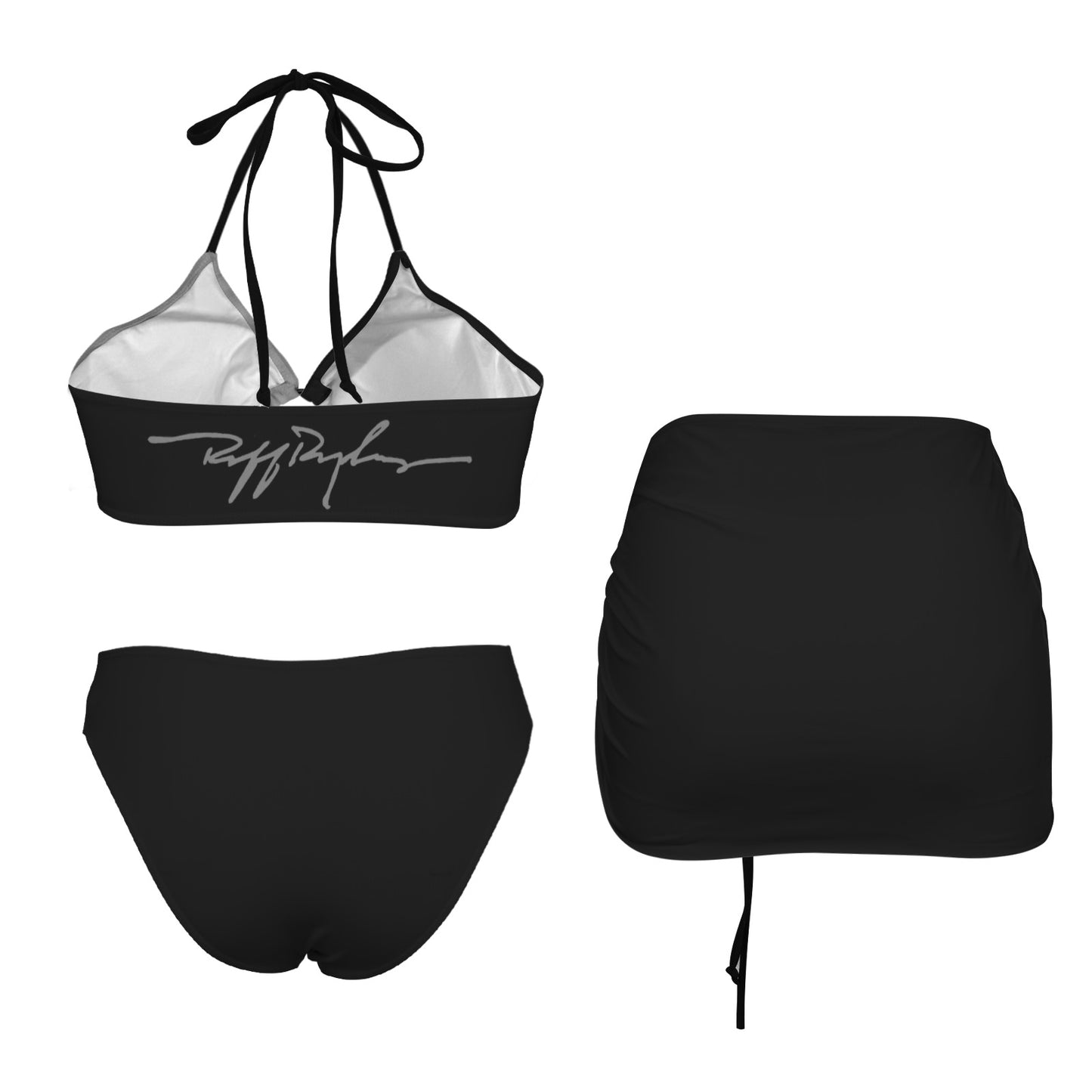 RR Three Piece Swimsuit with Bikini and Skirt TriColor