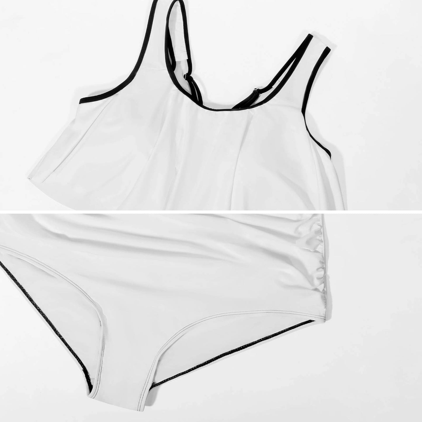 Wht/Camo Flounce Two-piece Plus Sized Swimsuit