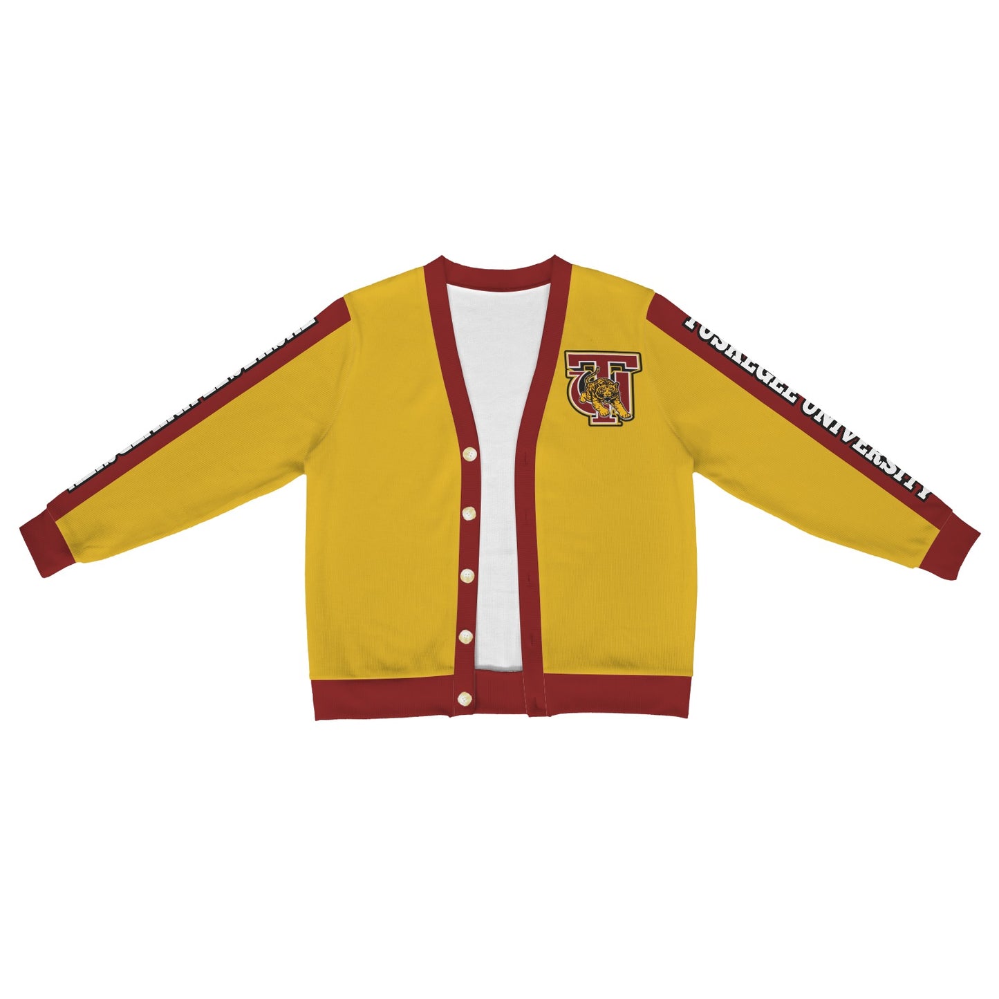 Tuskegee Womens Ribbed Poly Cardigan - Gold
