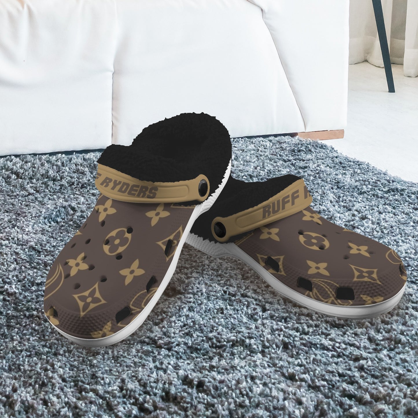 RR Christmas Fleece Lined Foam Clogs - Brn RR Louis