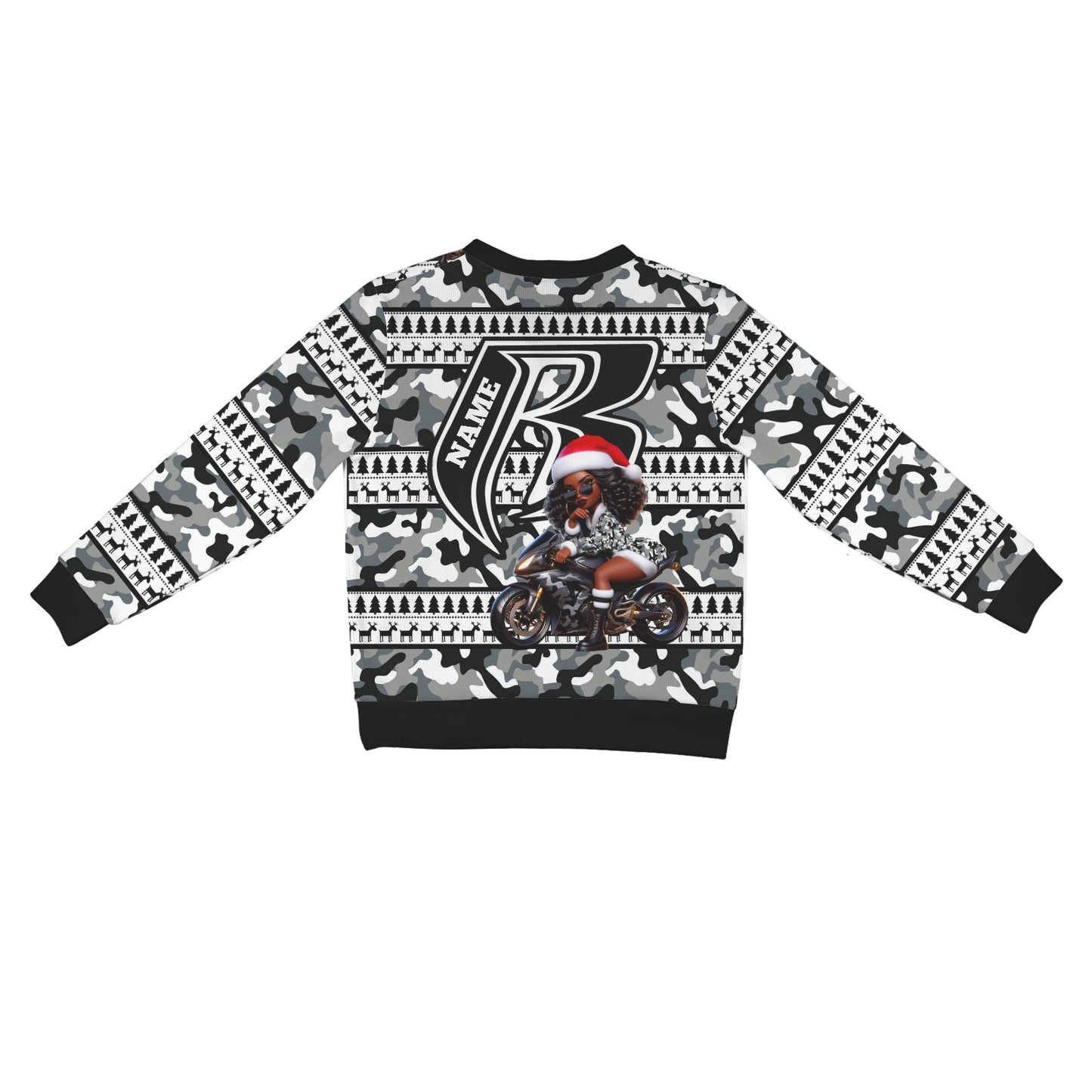 RR Christmas Women's Ribbed Poly Cardigan - Camo Blk Ryder