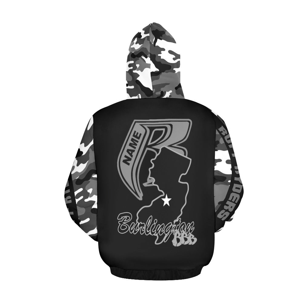 BBB Big Bad Burlington Lightweight Printed Poly Blend Hoodie - State Design Gry Camo