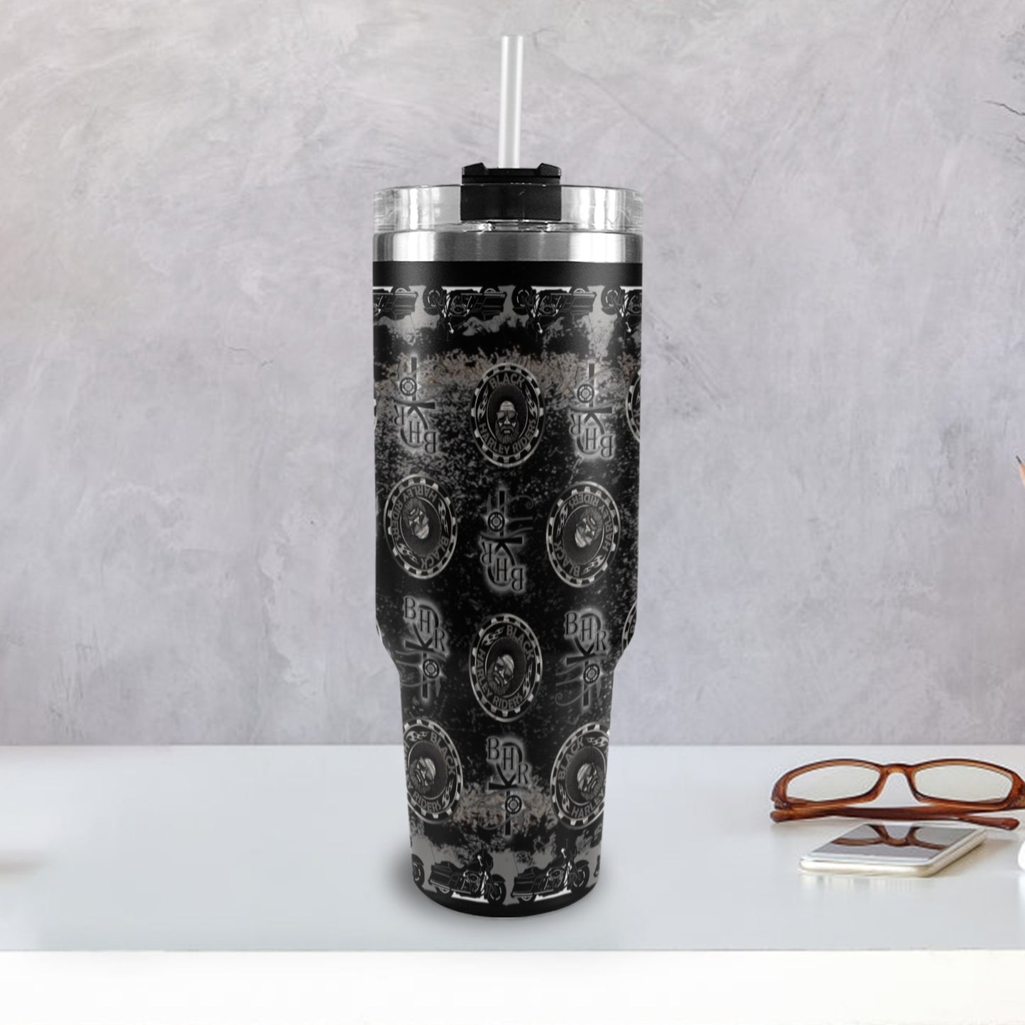 BHR 40oz Jumbo Tumbler w/ Handle and Matching Lid - Blk Man