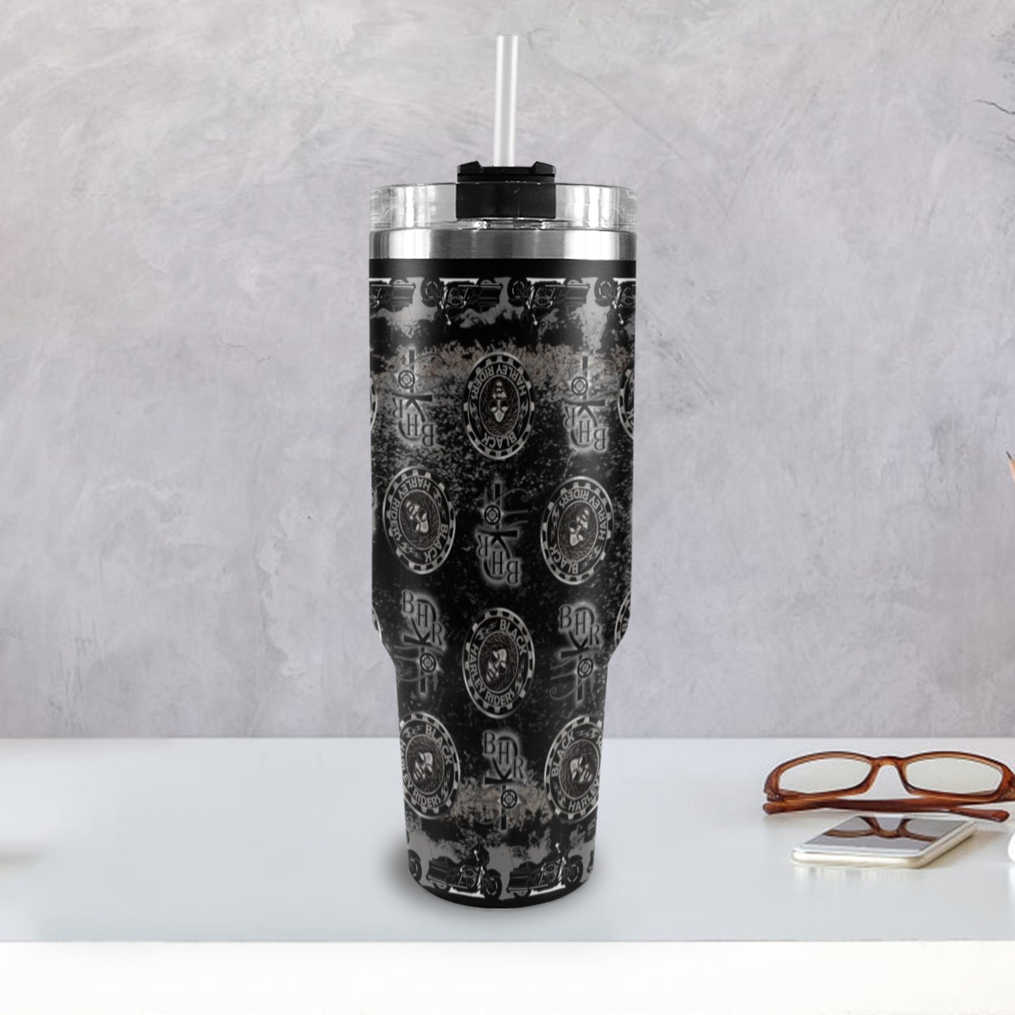 BHR 40oz Jumbo Tumbler w/ Handle and Matching Lid - Blk Woman