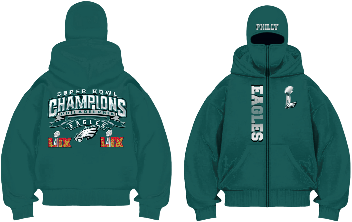 Philadelphia Eagles Embroidered Heavyweight Fleece Masked Hoodie
