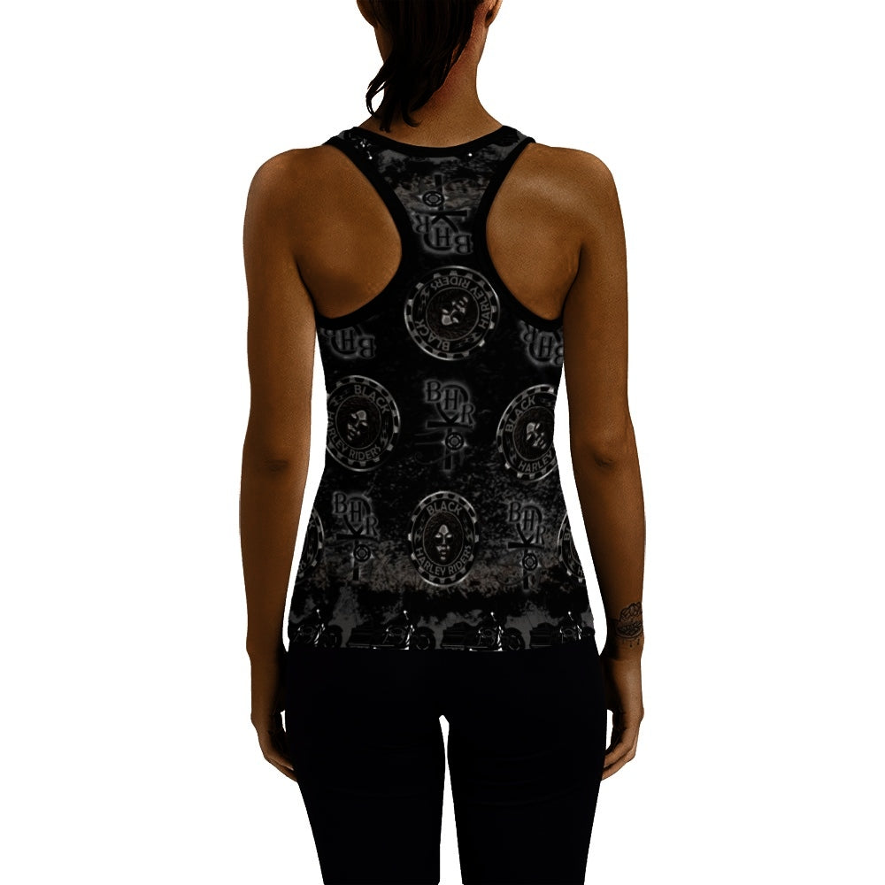BHR Womens Racerback Tee Blk Bandana