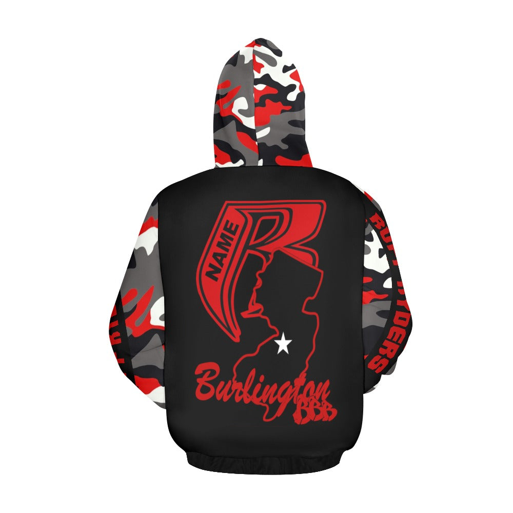 BBB Big Bad Burlington Lightweight Printed Poly Blend Hoodie - State Design Red Camo