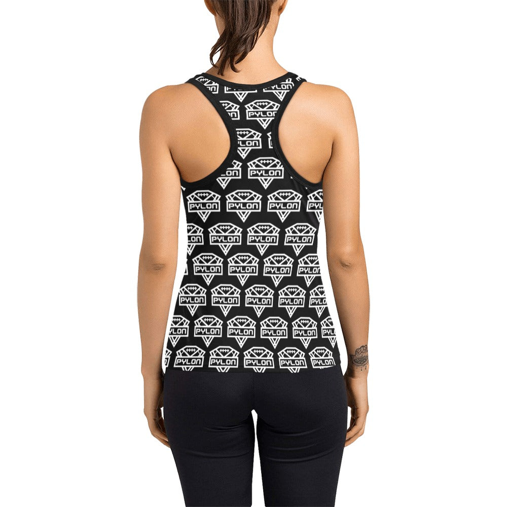 Pylon Women's Racerback Tank Blk Pylon Print