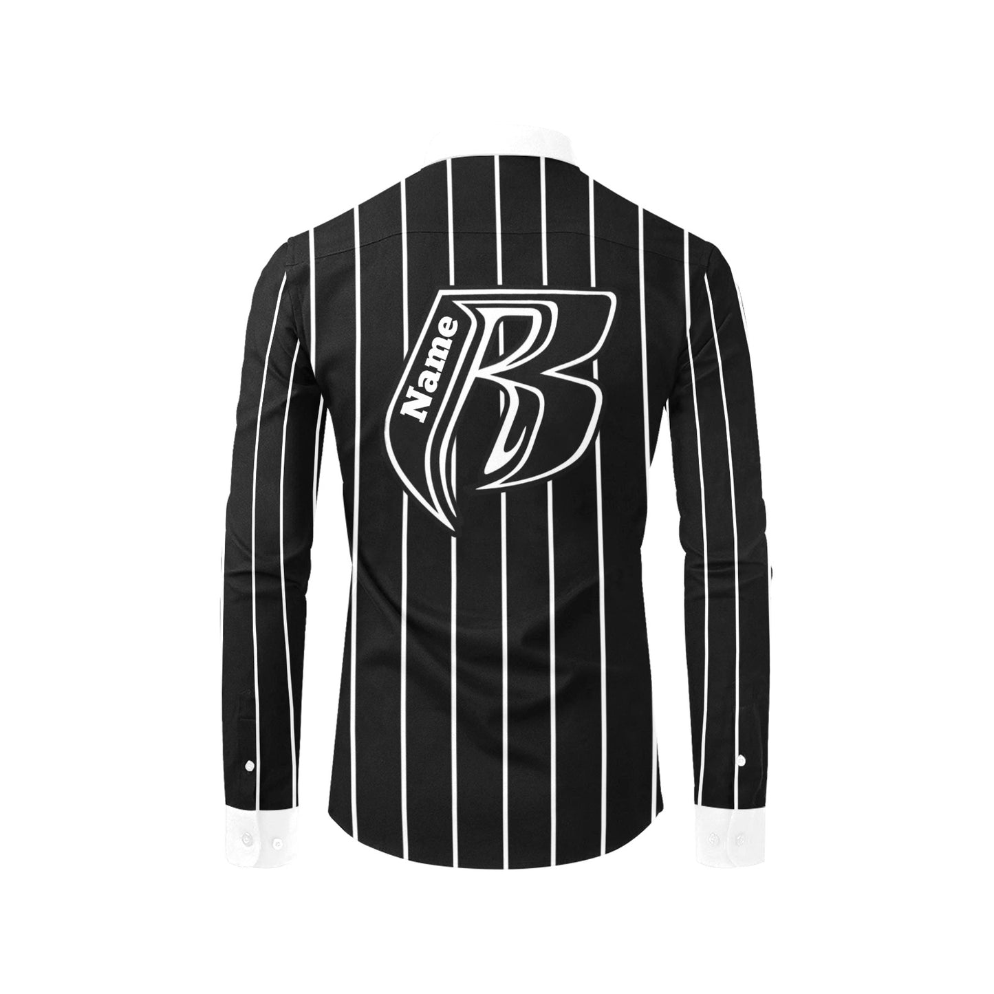 RR Long Sleeve Dress Shirt Blk/Wht Pinstripe