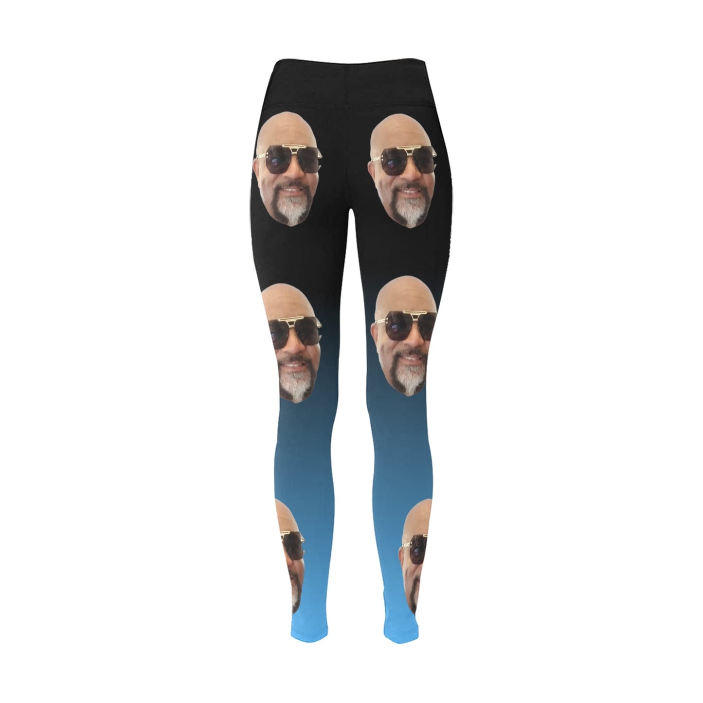 Valentine's "Add Your Own Face" Customizable Leggings Blue Gradient