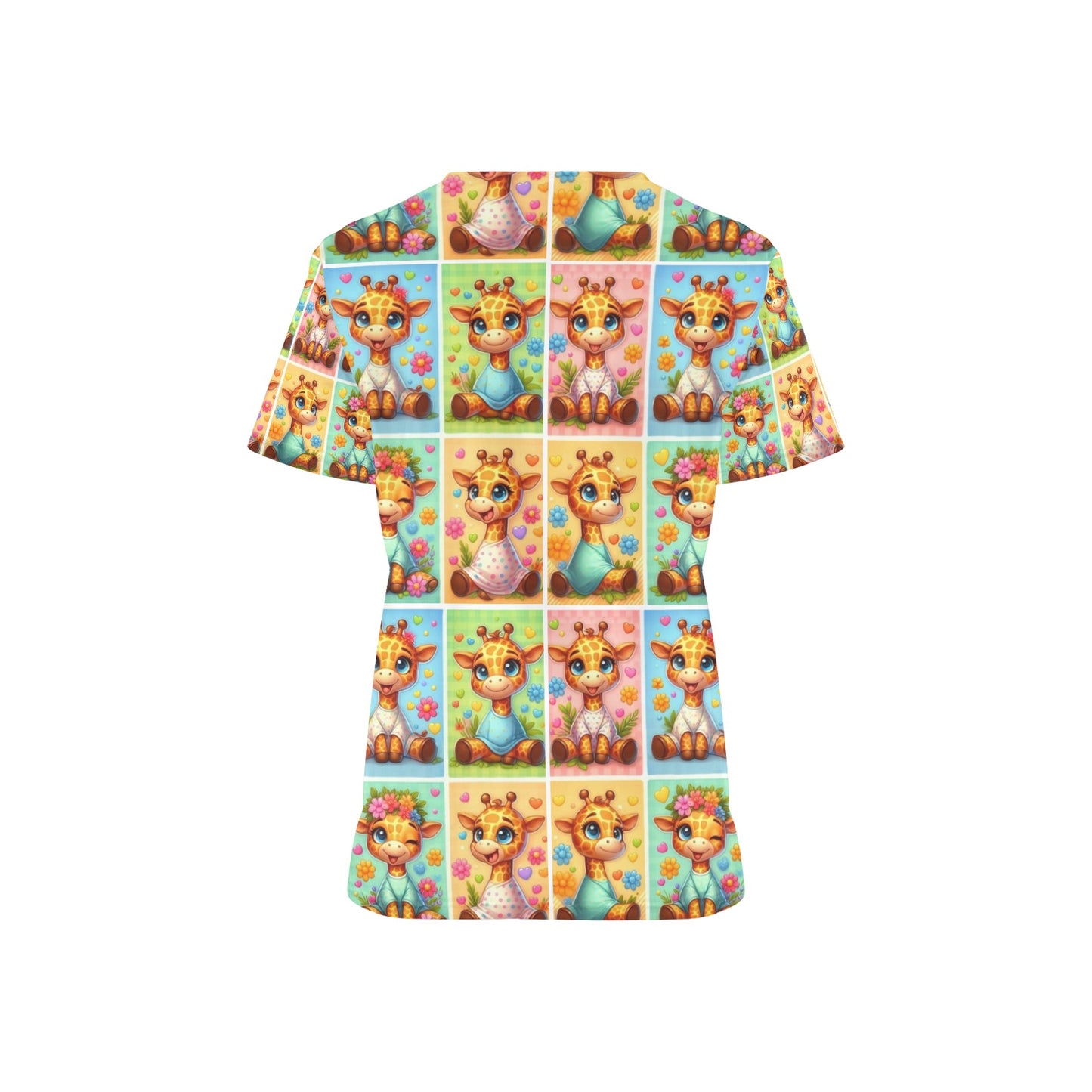 Ladies Scrub Top - Giraffe 4