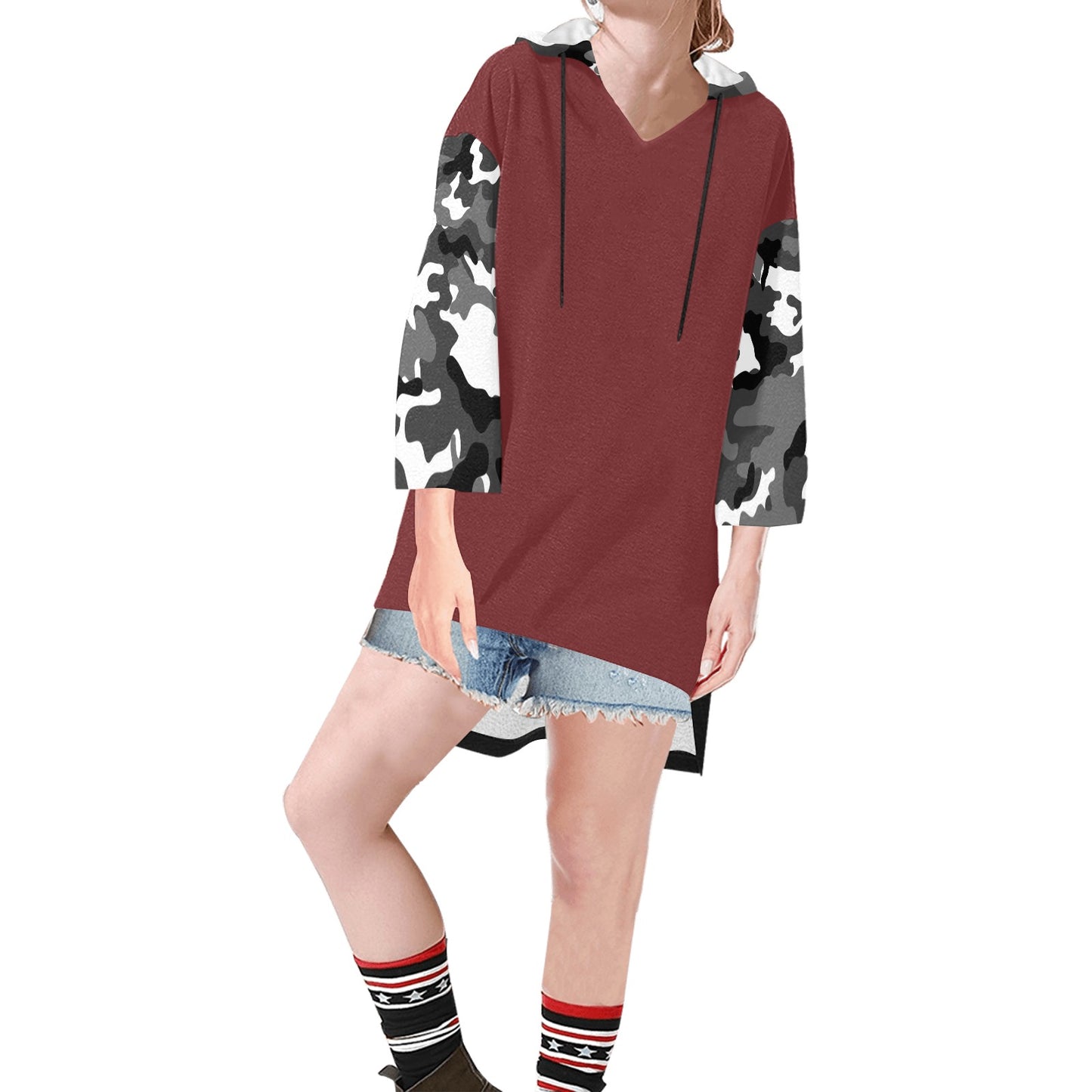Womens Step Hem Tunic Hoodie