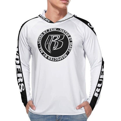 RR Long Sleeve Sun Protection Hoodie Wht - Add your name.