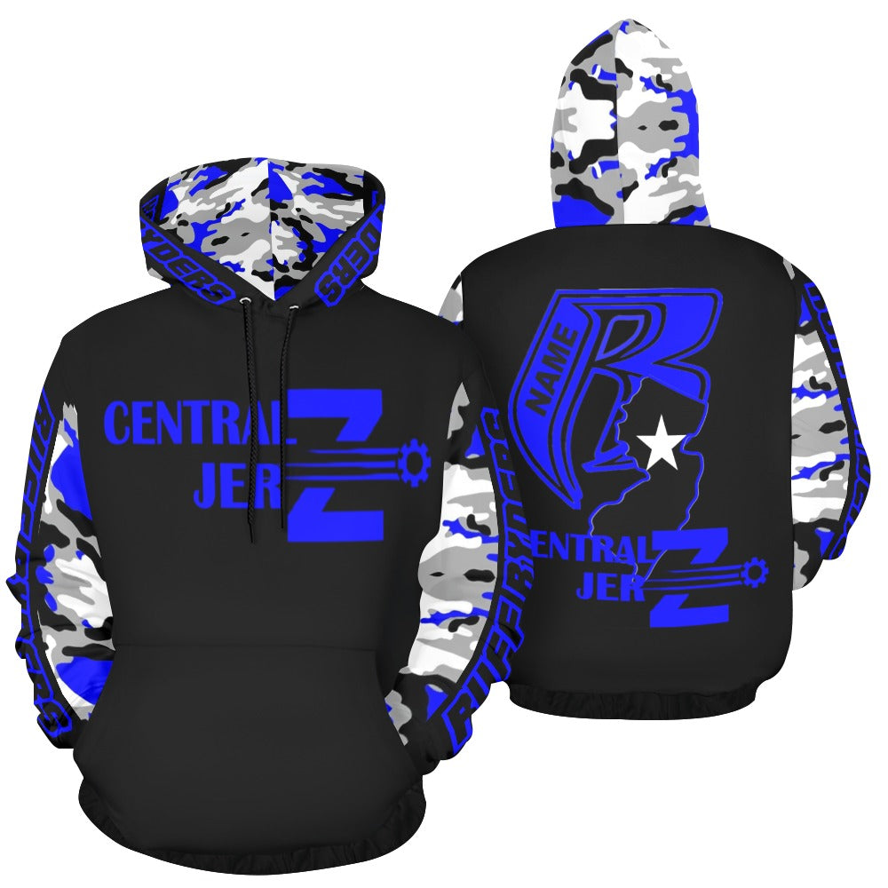 Central JerZ  Lightweight Printed State Hoodie Blue Camo