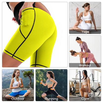 3>2 Womens Knee Length Butt Lifting Spandex Shorts Yellow