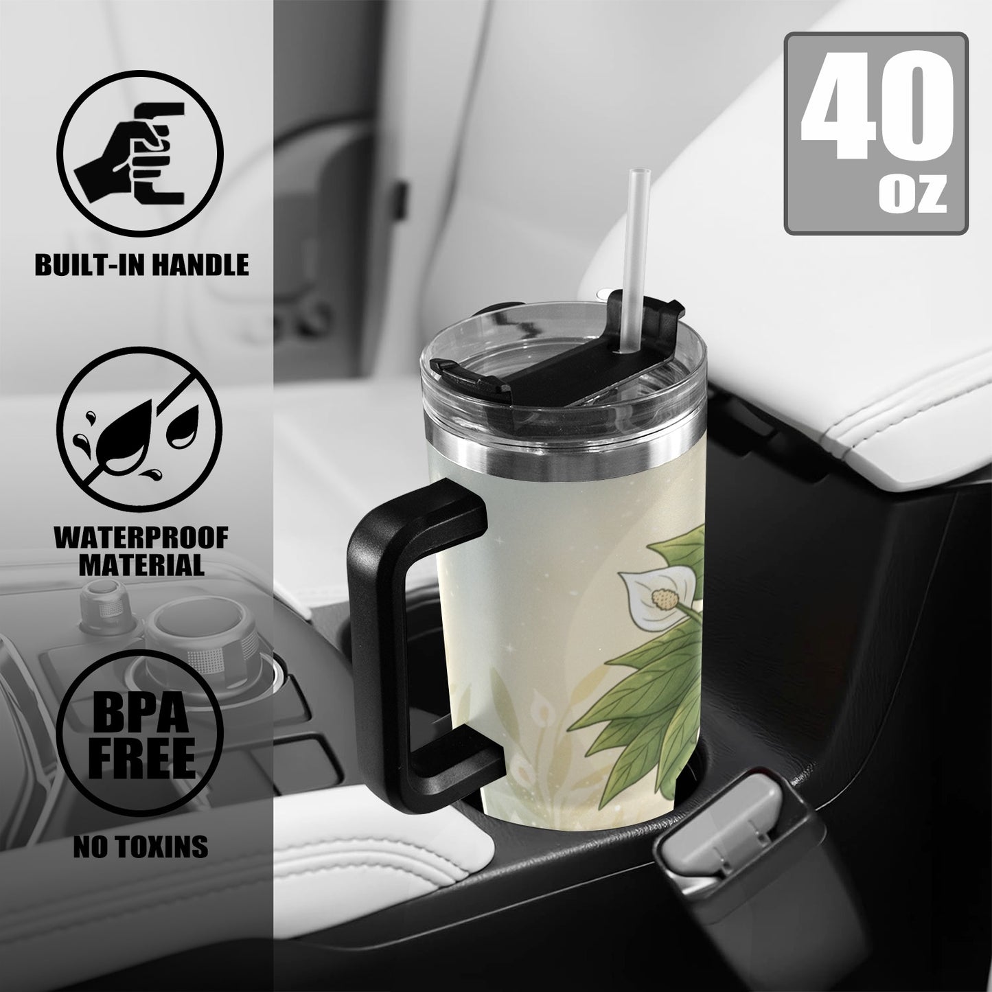 Plant Love Peace Lily 40oz Stainless Steel Tumbler