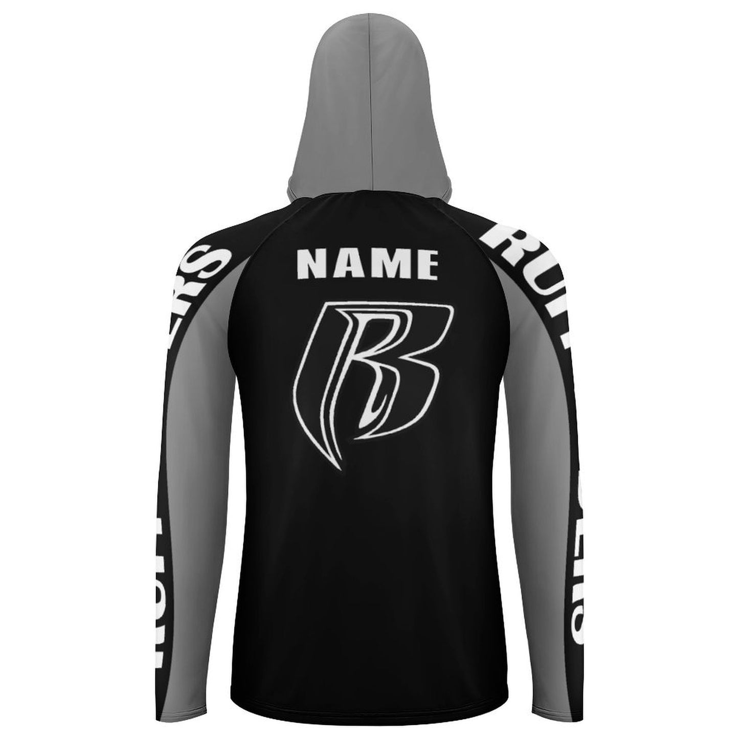 RR Long Sleeve Sun Protection Hoodie Blk/Gry - Add your name.