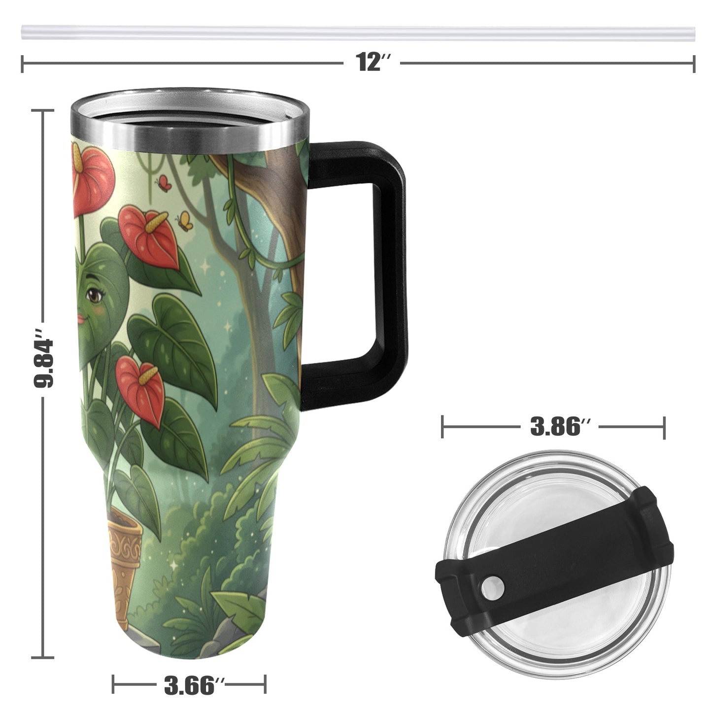 Plant Love Red Anthurium 40oz Stainless Steel Tumbler