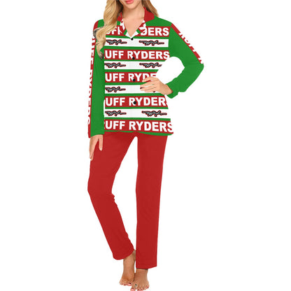 RR Christmas Pajamas - Womens Rd/Grn/Wht Ruff Ryders - ADD YOUR NAME