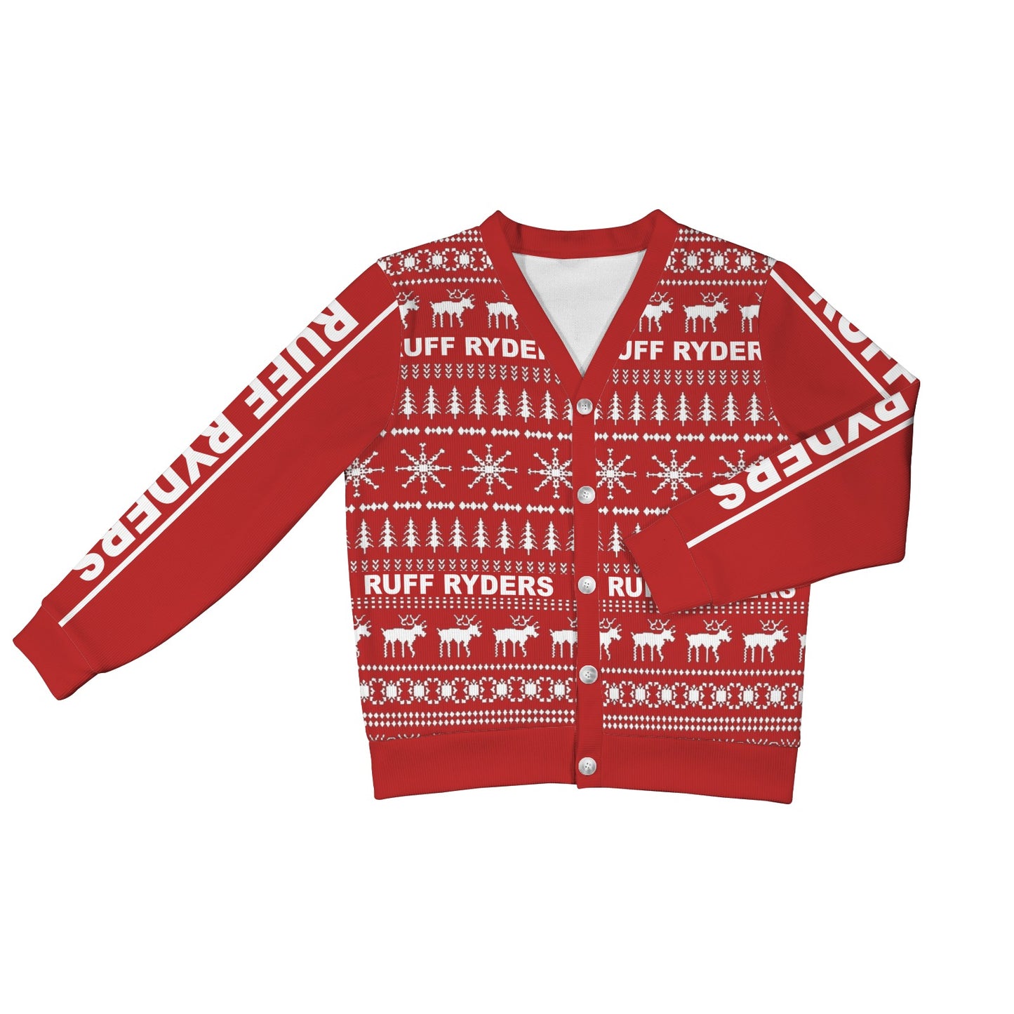 RR Christmas Women's Ribbed Poly Cardigan - Red/Wht