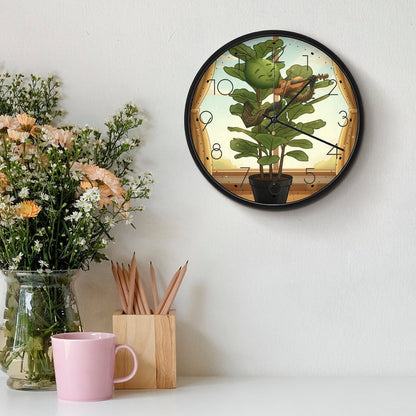 Plant Love 10x10 Wall Clock - Fiddle Leaf Fig