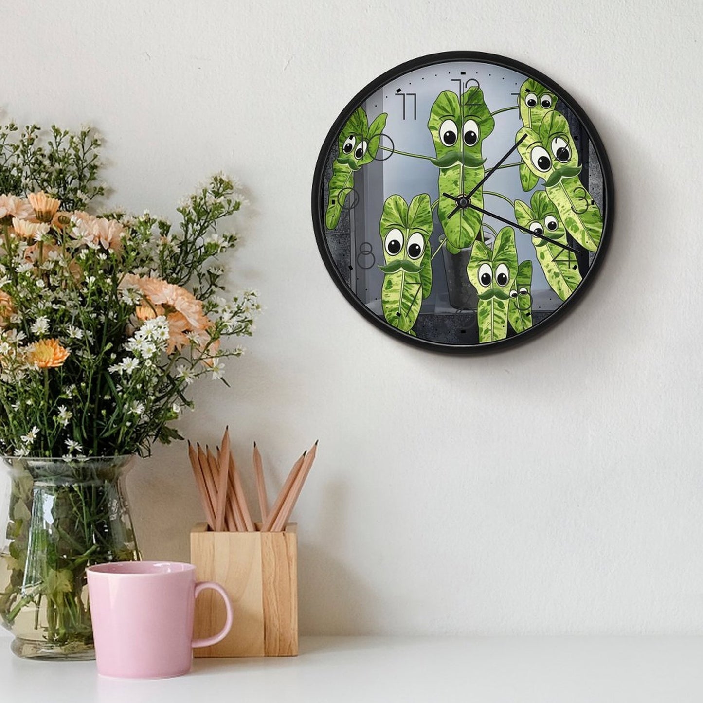 Plant Love 10x10 Wall Clock - Philodendron Parasio Verde
