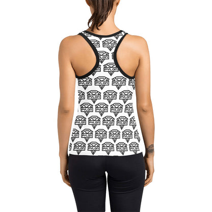 Pylon Women's Racerback Tank Wht Pylon Print