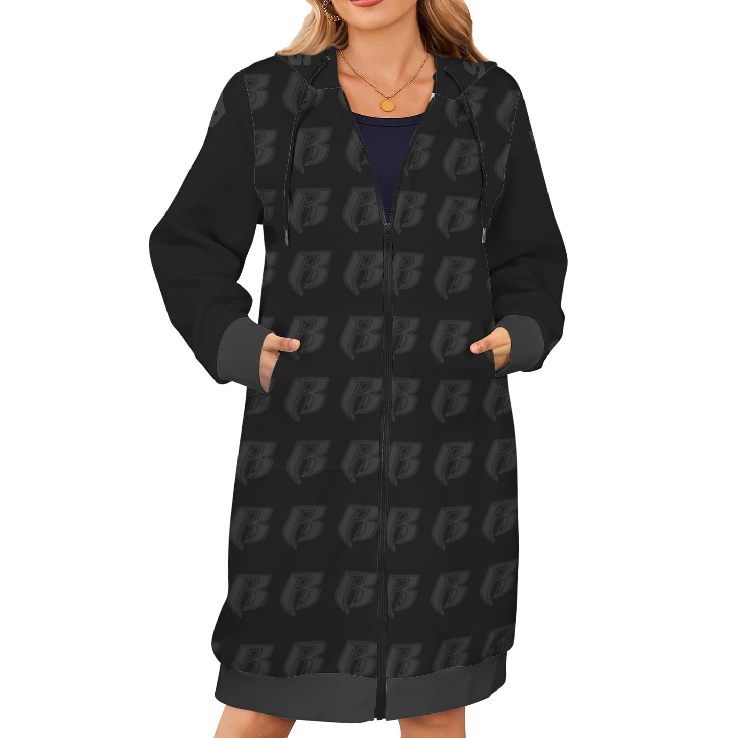 RR Blk Shadow Women's Long Coat