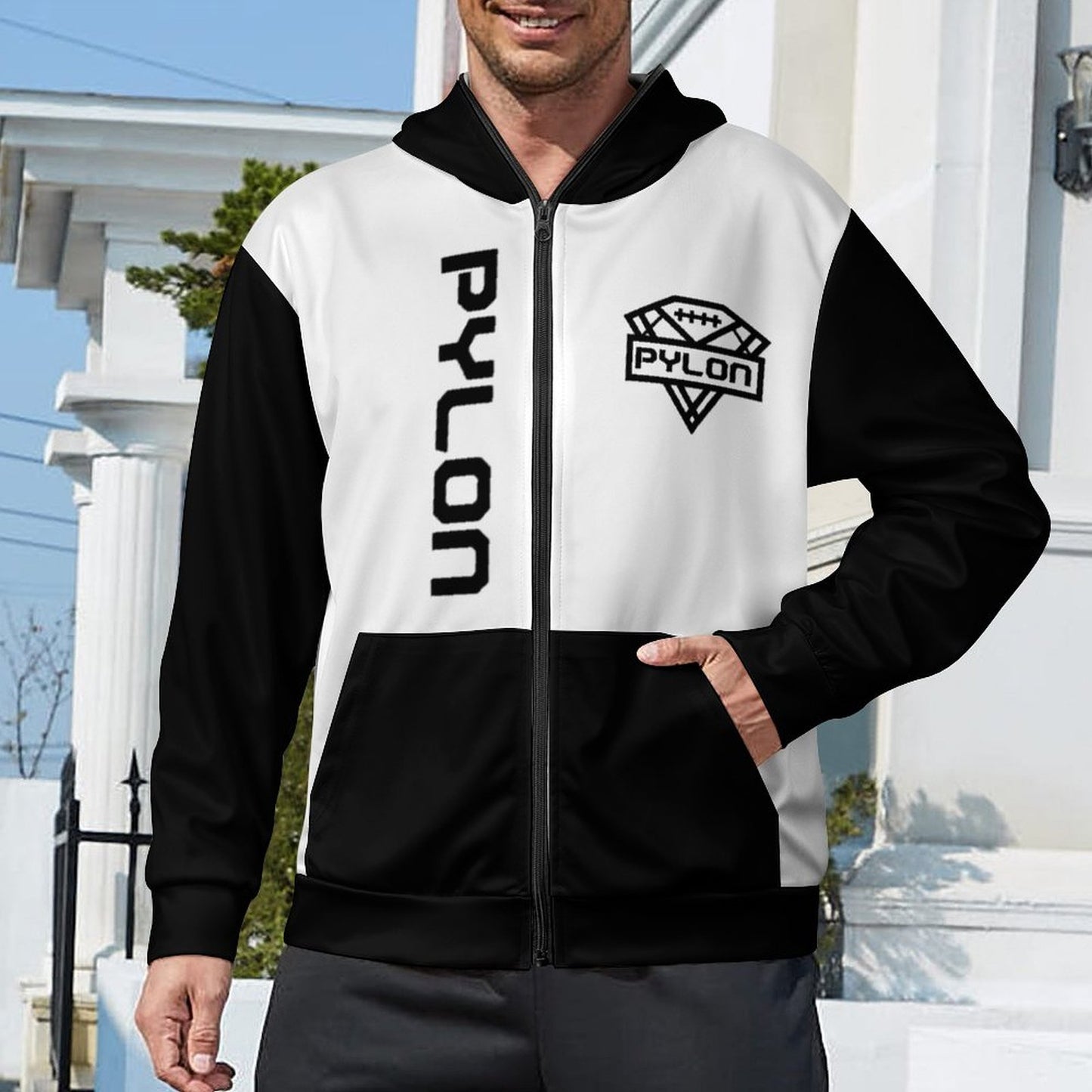 Pylon Full Zip Hoodie Wht/Blk