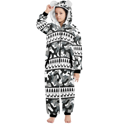 RR Christmas Onesie for Kids with Ears- Camo