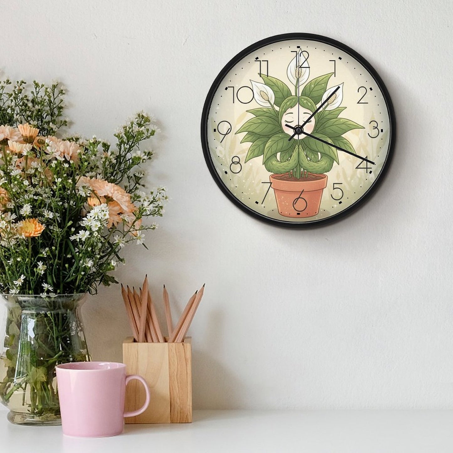 Plant Love 10x10 Wall Clock - Peace Lily