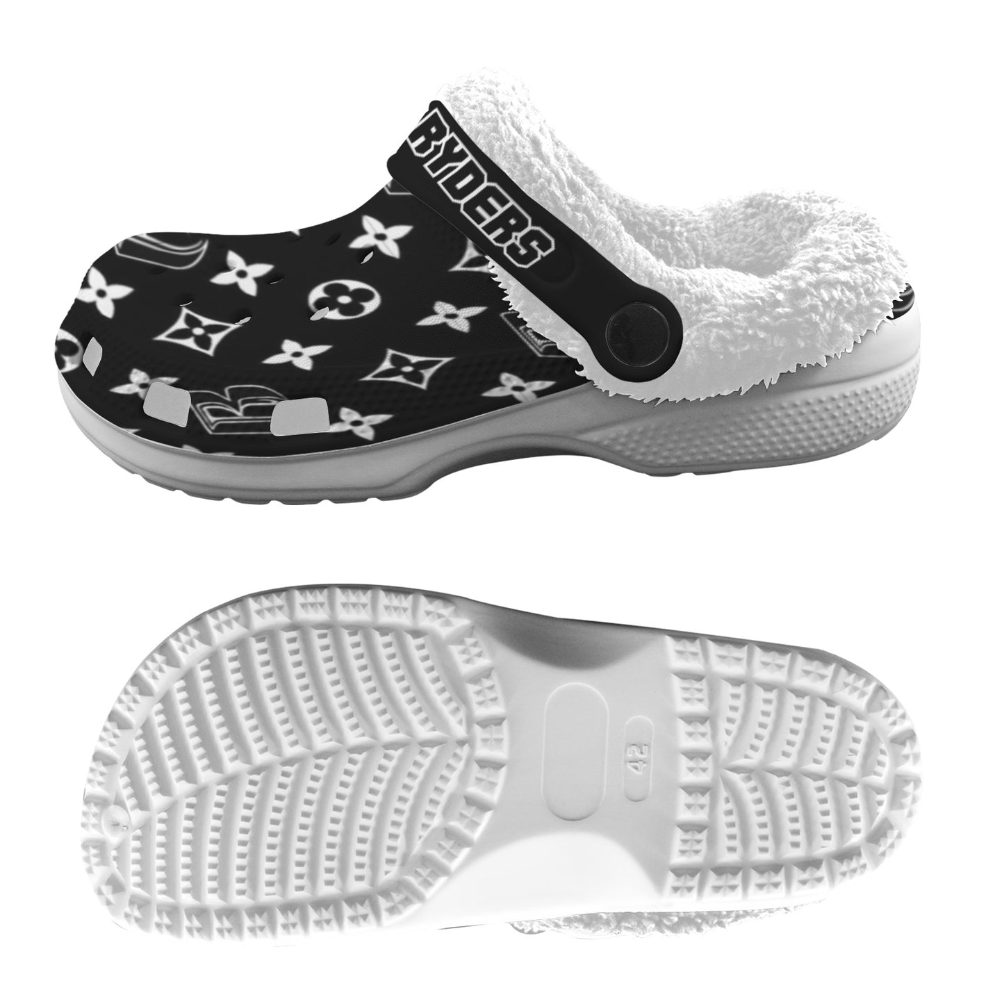 RR Christmas Fleece Lined Foam Clogs Blk RR Louis
