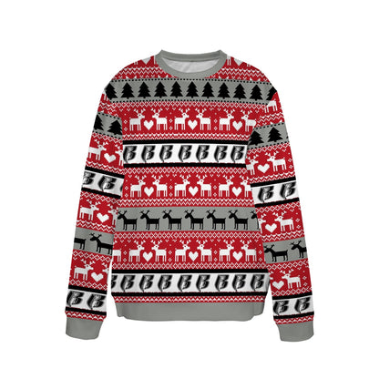 RR Christmas Ribbed Acrylic Mock Sweater Blk/Red/Gry