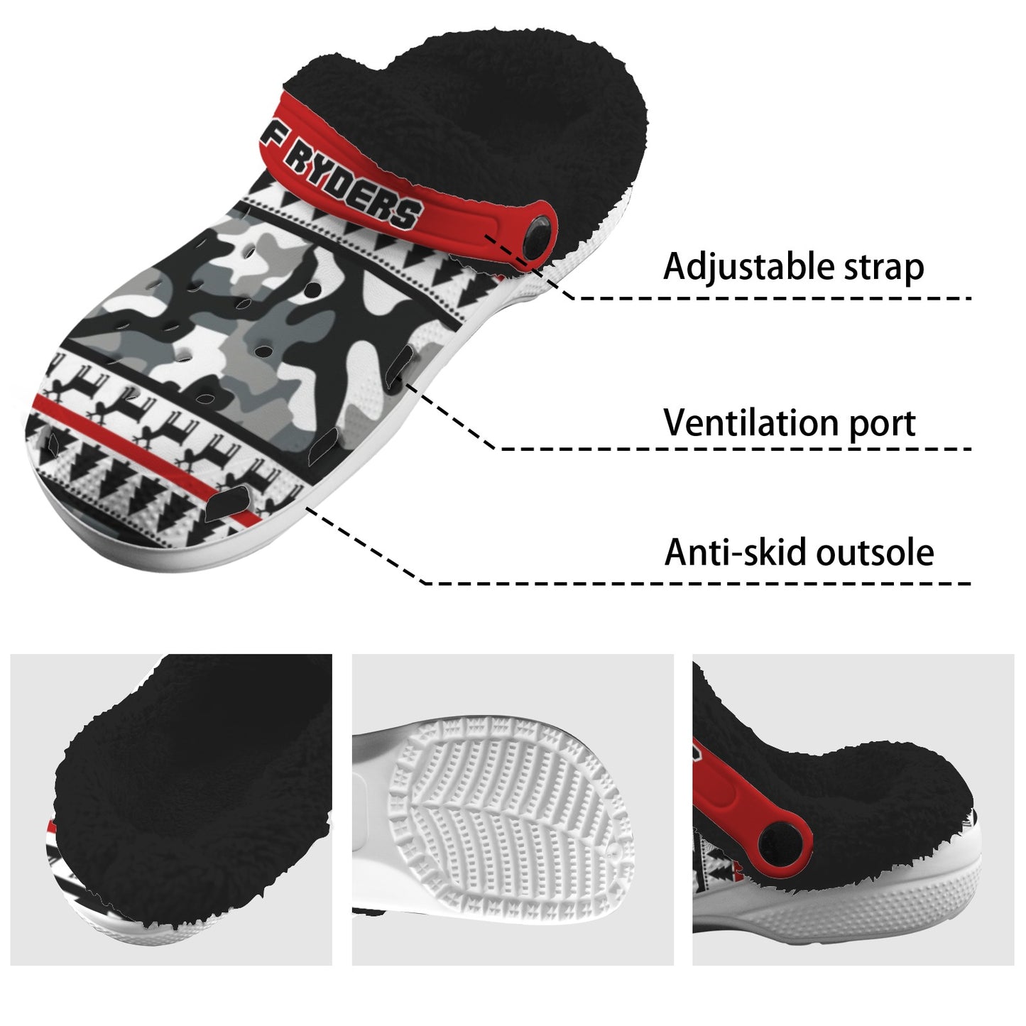 RR Christmas Fleece Lined Foam Clogs - Camo/Rd