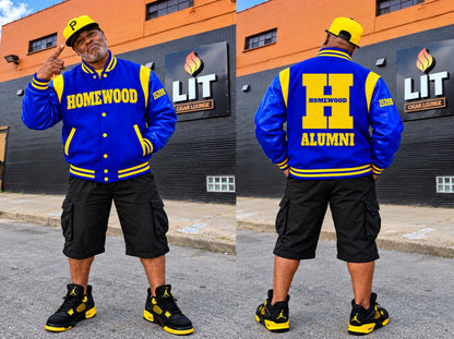 Homewood H Embroidered Wool and Genuine Leather Varsity Jacket