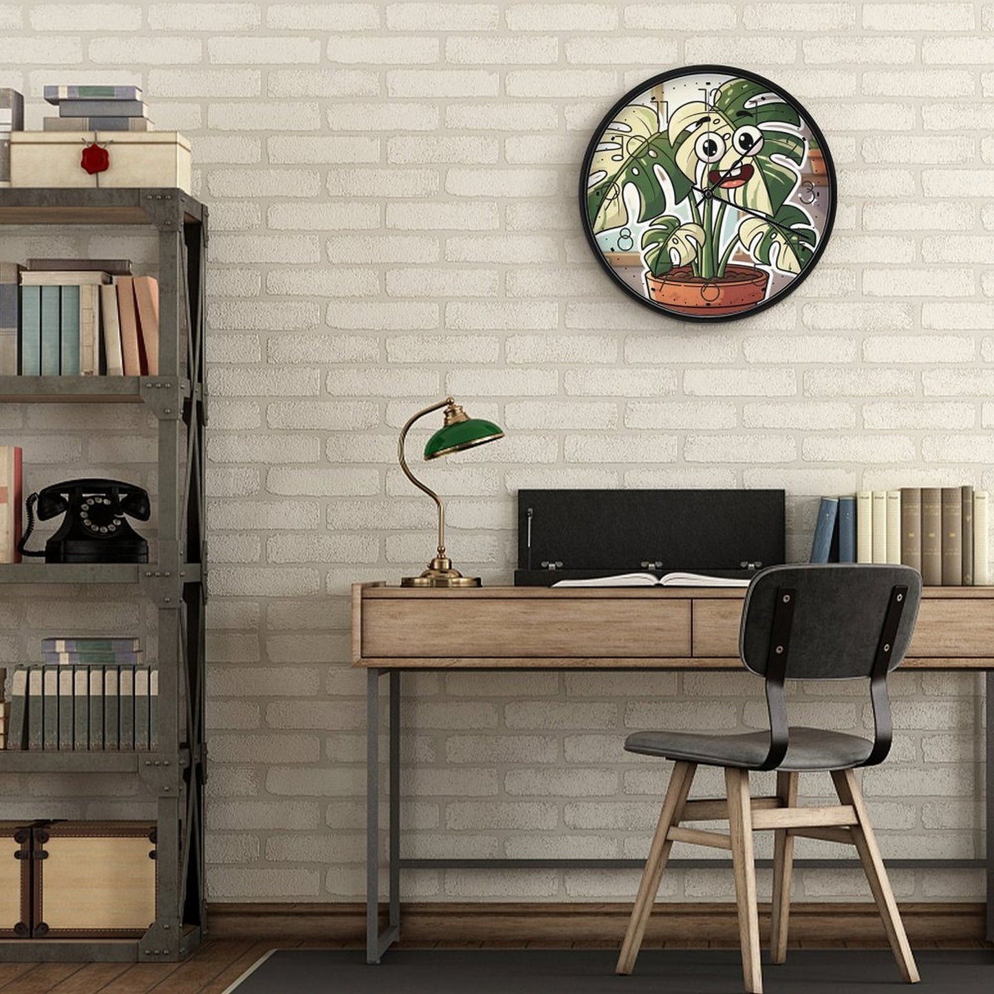 Plant Love 10x10 Wall Clock - Monsera Albo