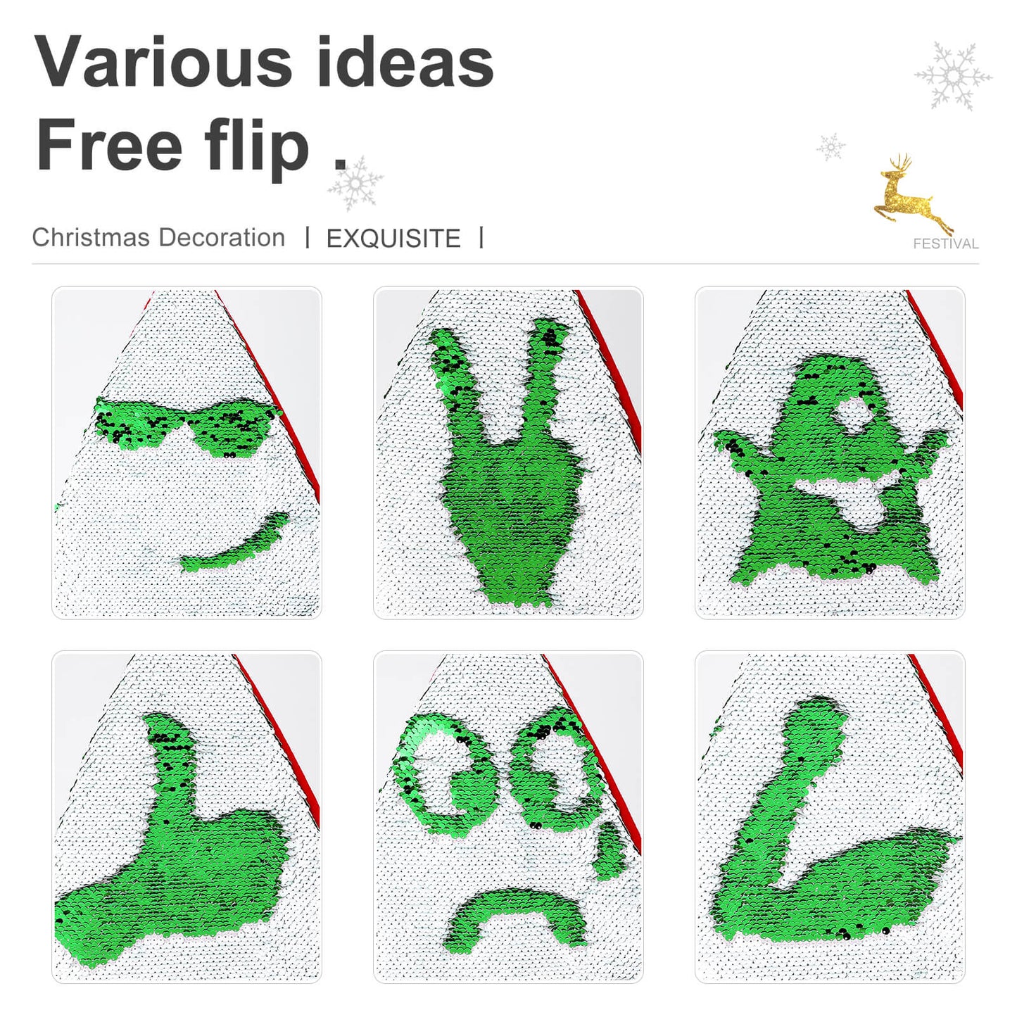 RR Christmas Color Changing Sequin Hat - Blk/Red/Gry