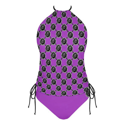 RR Two Piece Halter Swimsuit RR Coin Purple