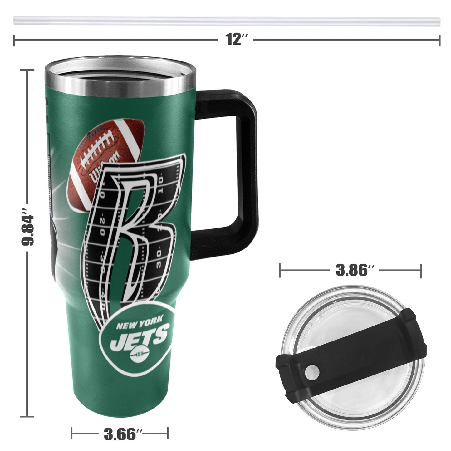 RR JETS 40OZ STAINLESS STEEL TUMBLER 2025