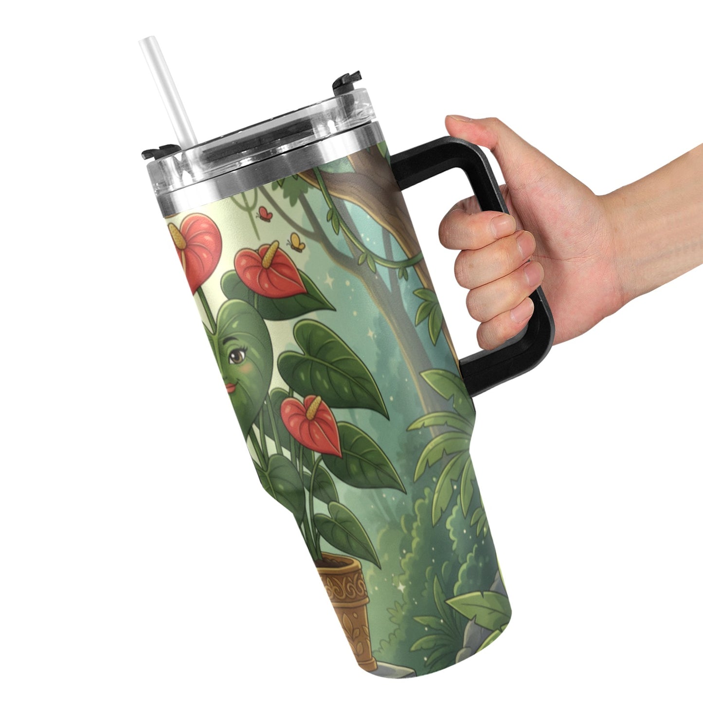 Plant Love Red Anthurium 40oz Stainless Steel Tumbler