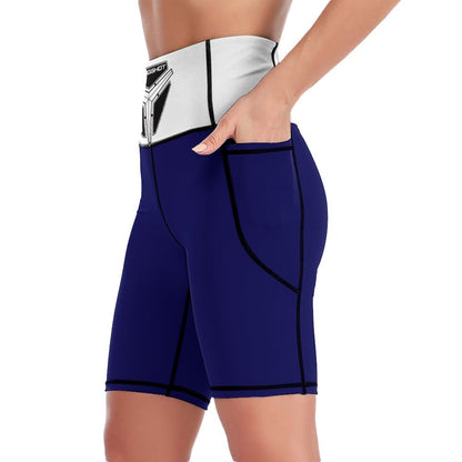 3>2 Womens Knee Length Butt Lifting Spandex Shorts Blue