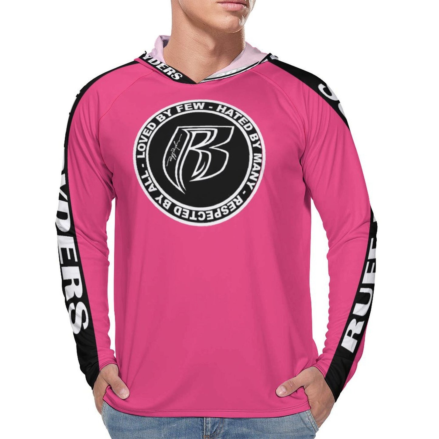 RR Long Sleeve Sun Protection Hoodie Pink - Add your name.