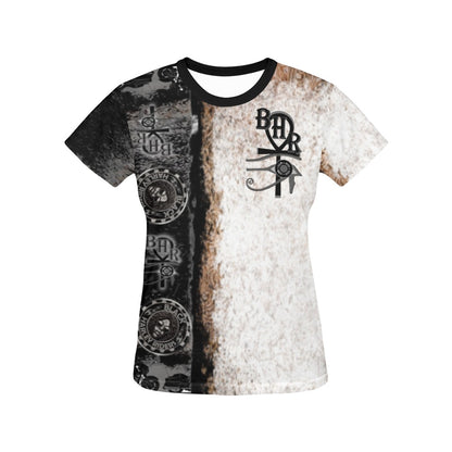 BHR Ladies T-Shirt Stonewash/Bandana Ankh