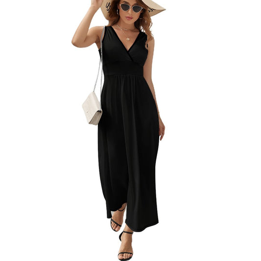 CMR Sleeveless Long V Neck Dress