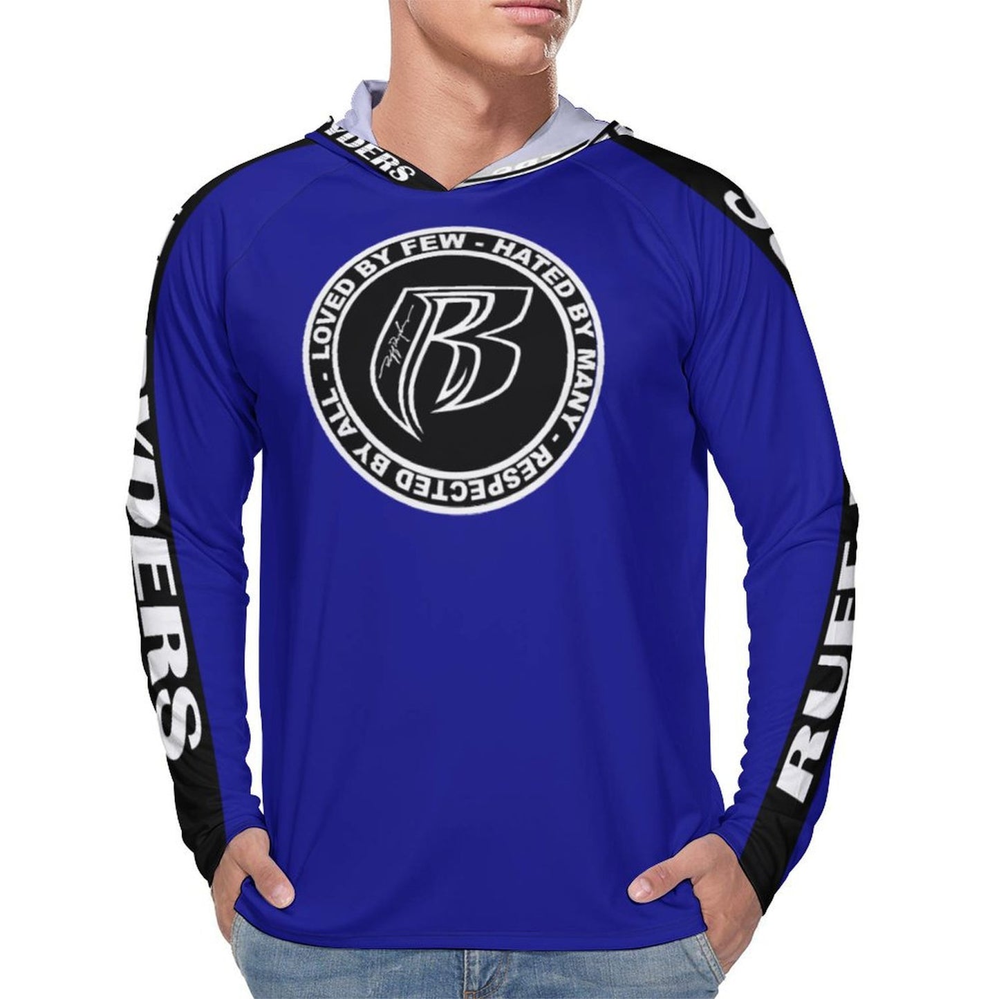 RR Long Sleeve Sun Protection Hoodie Royal - Add your name.